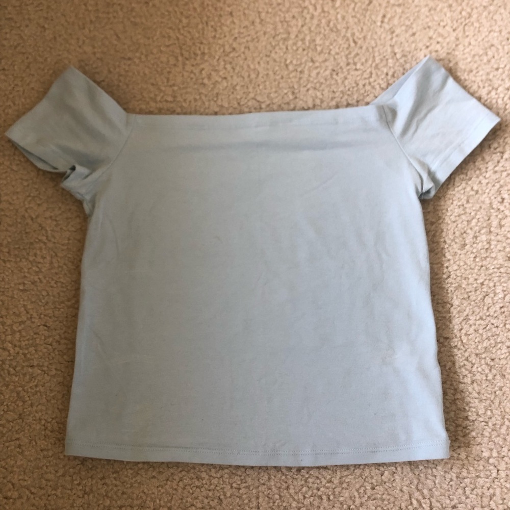 light blue off the shoulder top